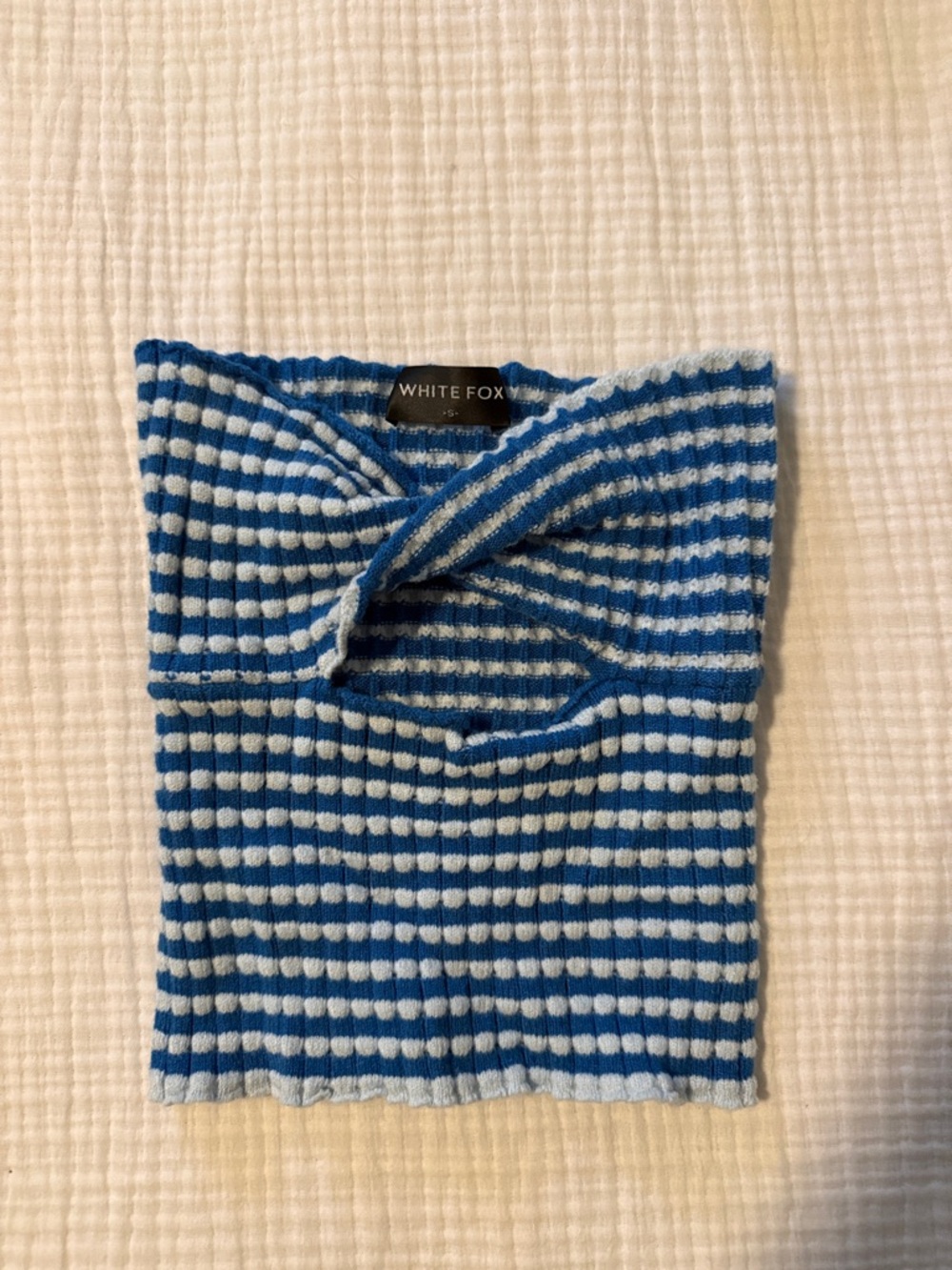 White Fox Knit Striped Tube Top